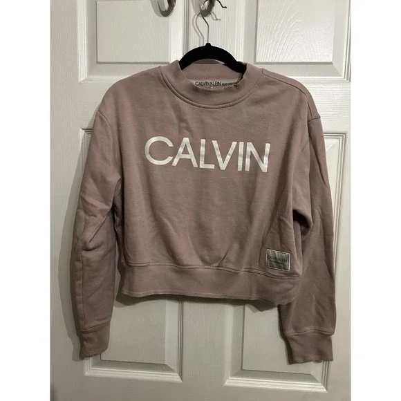 Calvin Klein Performance M Crew Neck Sweatshirt Pullover Cozy Rose Pink Logo - Picture 3 of 10